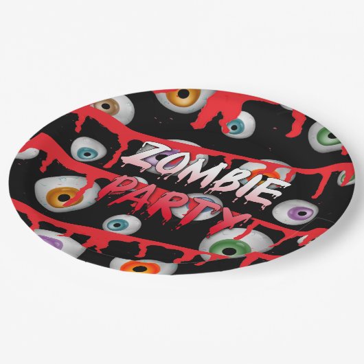 Zombie Eyeballs Apokalypse Halloween-Party Pappteller (Schrägansicht)