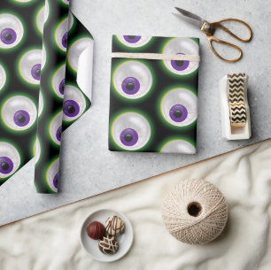 Zombie Eyeballs Halloween Monster Auge Lila Geschenkpapier