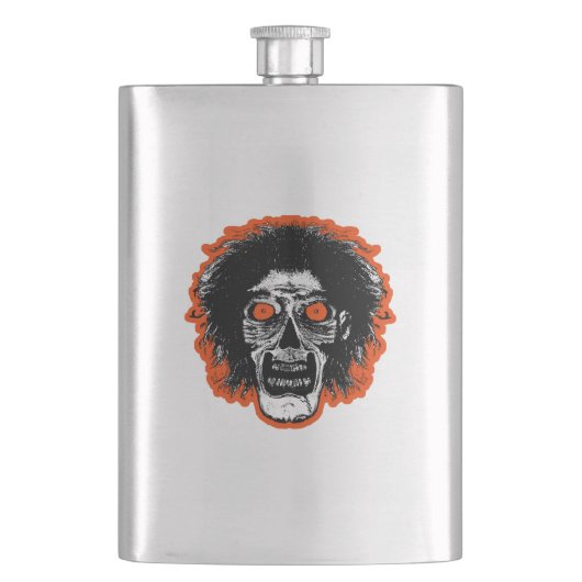 Zombie Face Orange Flachmann (Vorderseite)