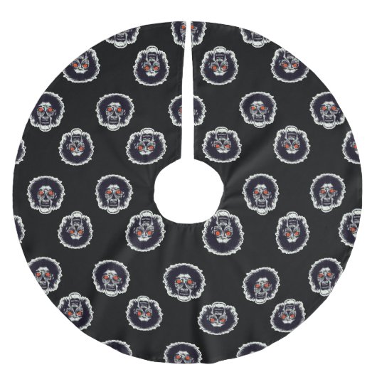 Zombie Face Polyester Weihnachtsbaumdecke (Vorderseite)