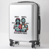 Zombie-Familie mit Twin Boys | Funny Halloween Aufkleber (Koffer)