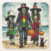Zombie-Familie Strand Halloween-Teller