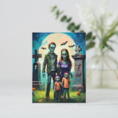 Zombie Familienportrait auf dem Friedhof Postkarte (Stehend Vorderseite)