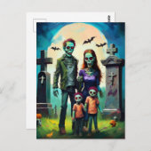 Zombie Familienportrait auf dem Friedhof Postkarte (Vorne/Hinten)