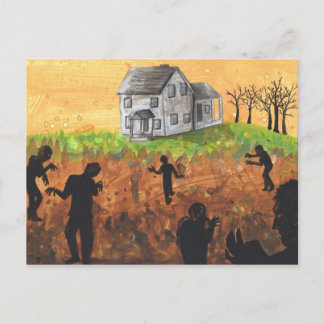 Zombie Farm Silhouette Dunkle Kunst Horror Postkar Postkarte
