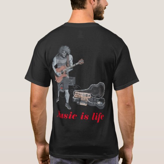 Zombie-Felsen-Gitarren-Musiker-Fantasie-Kunst-T - T-Shirt (Rückseite)