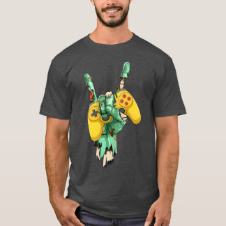 Zombie-Felsenhand hält Gaming-Controller Junge T-Shirt
