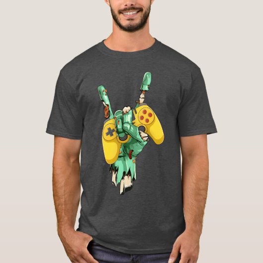 Zombie-Felsenhand hält Gaming-Controller Junge T-Shirt (Vorderseite)