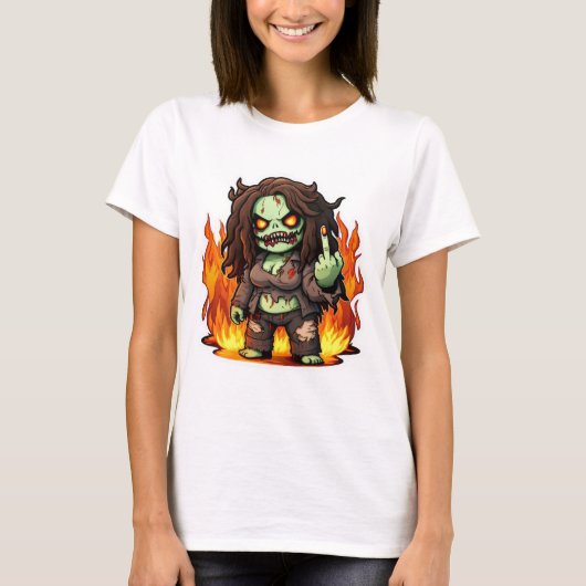 ZOMBIE FIRE MÄDCHEN Power auf halbem Wege zwischen T-Shirt (Vorderseite)