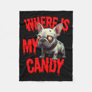 Zombie Französische Bulldogge Halloween Fleecedecke