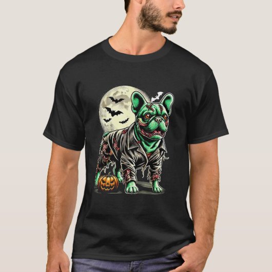 Zombie French Bulldog Halloween Hund Untot Puppy C T-Shirt (Vorderseite)