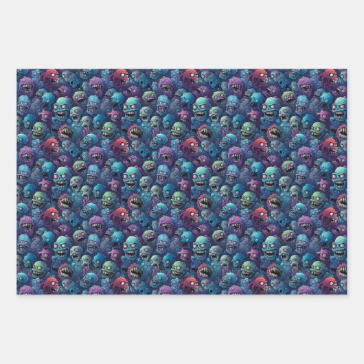 Zombie Frenzy Wrapping Paper Geschenkpapier Set (Vorderseite)