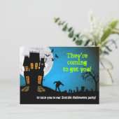 Zombie-Friedhof-Halloween-Party Einladung (Stehend Vorderseite)