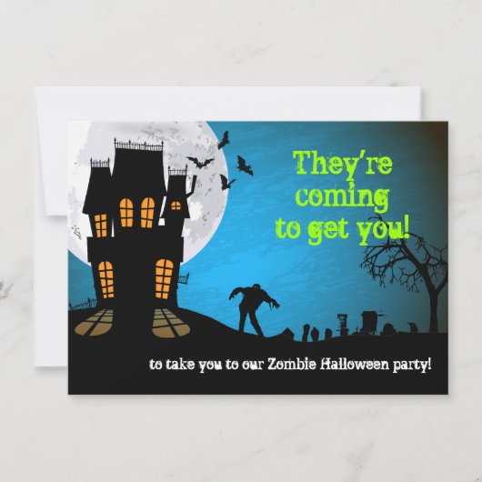Zombie-Friedhof-Halloween-Party Einladung (Vorderseite)