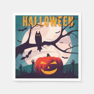 Zombie-Friedhof-Halloween-Party im Vintagen Stil Serviette