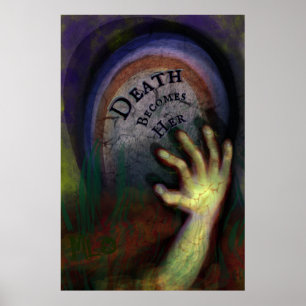 Zombie-Friedhof-Hand reckt sich hoch Grusel-Kunst Poster