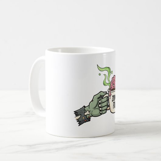 Zombie Fuel Brain Funny Halloween Kaffeetasse (Vorderseite Links)
