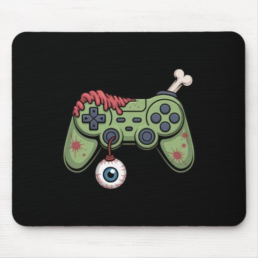 Zombie-Gamer-Controller mit Augapfel und Halloween Mousepad (Vorne)