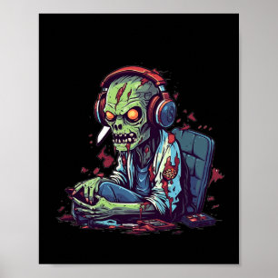Zombie Gamer Halloween Costume Gaming Videospiel C Poster