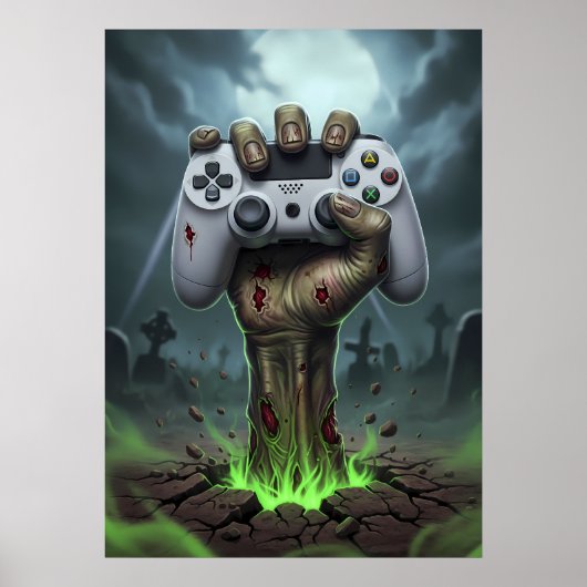 Zombie-Gamer-Hand - Untote Controller-Griff Poster (Vorne)