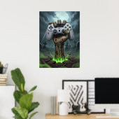 Zombie-Gamer-Hand - Untote Controller-Griff Poster (Heimbüro)