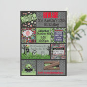 Zombie-Geburtstags-Einladung Einladung (Stehend Vorderseite)