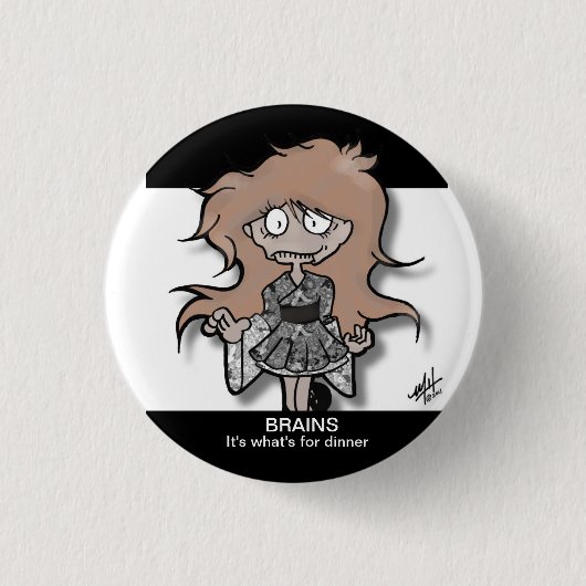 Zombie-Gehirne für Abendessen Button (Vorderseite)
