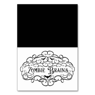 Zombie Gehirne Vintage Elegantes Halloween-Essensz Tischnummer