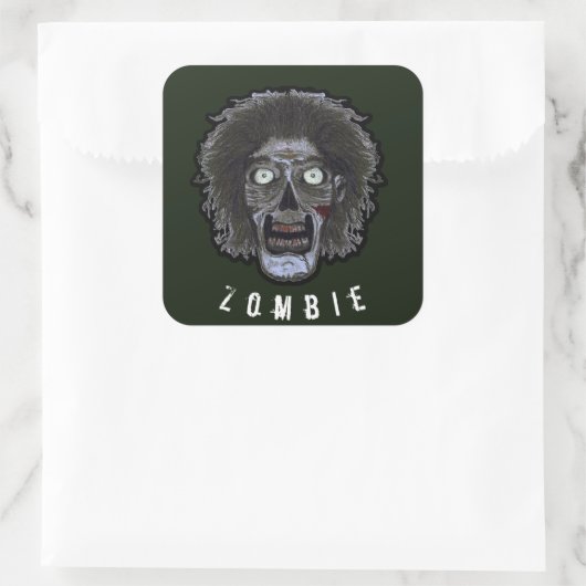 ZOMBIE-Gesicht - Farbbild Quadratischer Aufkleber (Tasche)