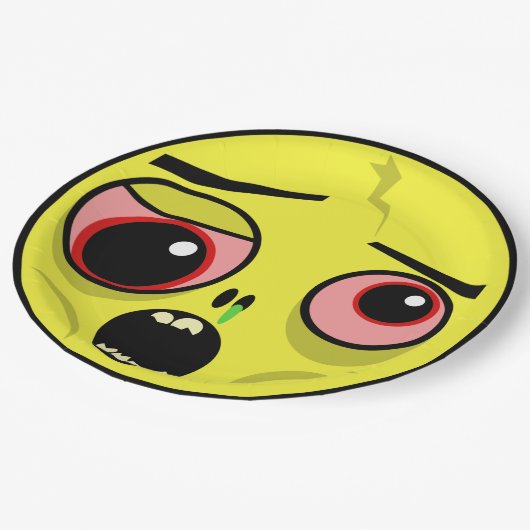 Zombie-Gesicht Pappteller (Schrägansicht)