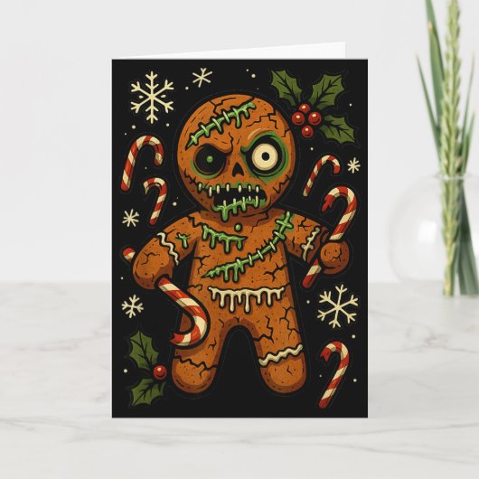 Zombie Gingerbread Man Christmas Zombie T Shirt Karte (Vorderseite)