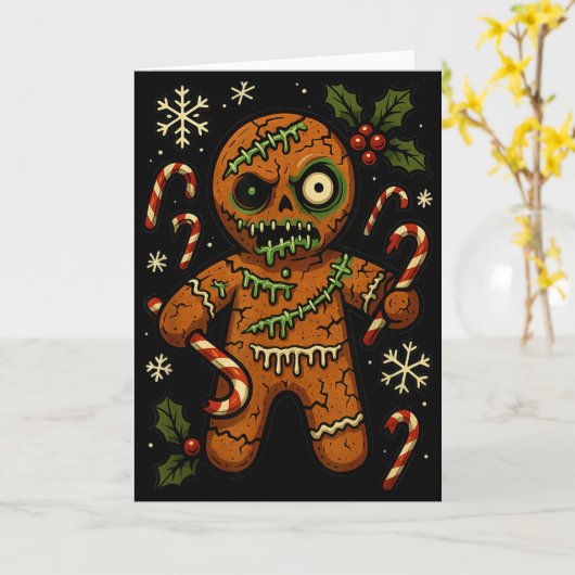 Zombie Gingerbread Man Christmas Zombie T Shirt  Karte (Gelbe Blume)