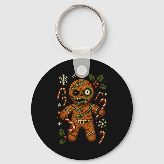 Zombie Gingerbread Man Christmas Zombie T Shirt  Schlüsselanhänger (Vorderseite)