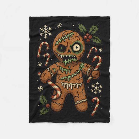 Zombie Gingerbread Mann Weihnachten Zombie Fleecedecke (Vorderseite)