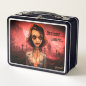 Zombie Girl Graveyard Halloween Metall Brotdose (Vorderseite)