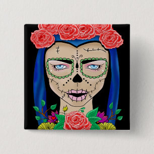 Zombie Girl Illustration mit einer Krone von Rose Button