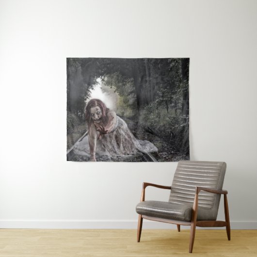 Zombie Girl im Wald Wandteppich (Beispiel (Horizontal))