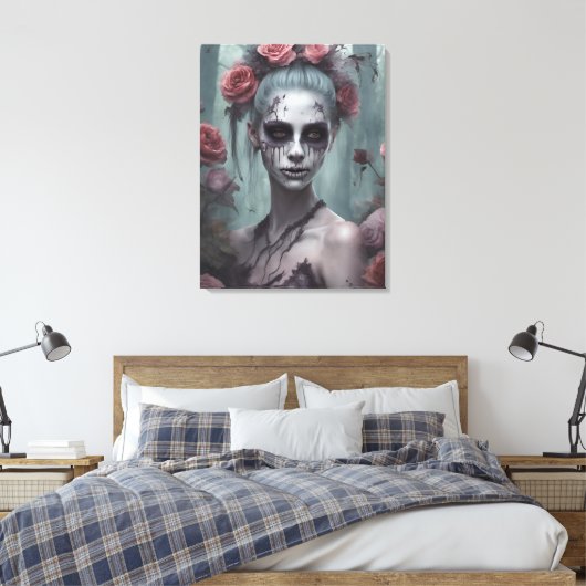 Zombie Girl in den Rose Leinwanddruck (Insitu (Schlafzimmer))