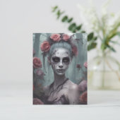 Zombie Girl in den Rose Postkarte (Stehend Vorderseite)