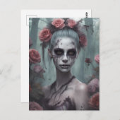 Zombie Girl in den Rose Postkarte (Vorne/Hinten)