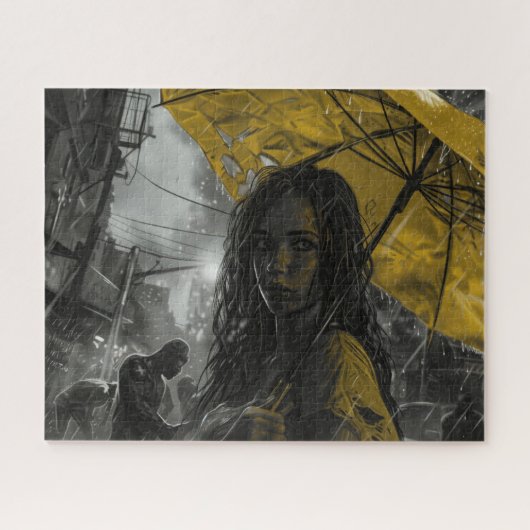 Zombie Girl mit gelbem Regenschirm Puzzle (Horizontal)