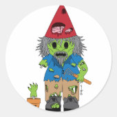 Zombie Gnome Runder Aufkleber (Vorderseite)