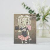 Zombie Goth Girl niedliche Postkarte untotes große (Stehend Vorderseite)