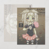 Zombie Goth Girl niedliche Postkarte untotes große (Vorne/Hinten)