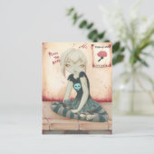 ZOMBIE GOTH Mädchen Gehirn süß Postkarte (Stehend Vorderseite)