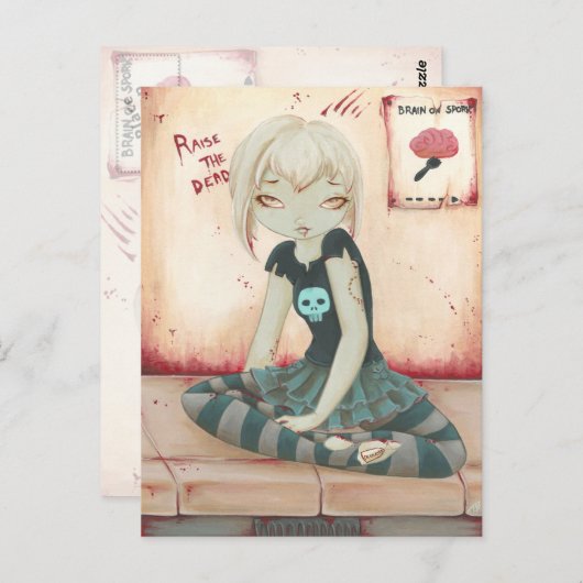ZOMBIE GOTH Mädchen Gehirn süß Postkarte (Vorne/Hinten)