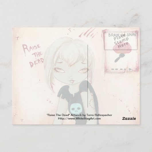 ZOMBIE GOTH Mädchen Gehirn süß Postkarte (Rückseite)