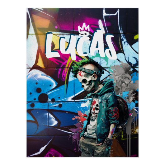 Zombie Graffiti Room Décor Monogram Door Poster (Vorderseite)