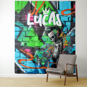 Zombie Graffiti Room Décor Monogram Tapestes Wandteppich