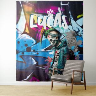 Zombie Graffiti Room Décor Monogram Wandteppich